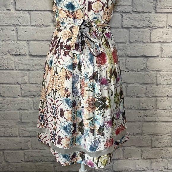 Ricki's Sleeveless Abstract Watercolor Tie Back Midi Dress Size 2 - Picture 9 of 12